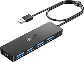 Sponsored Ad - USB Hub 4 Ports, Multiple USB 3.0 Hub, USBA Splitter for Laptop with Type C Power Port, Extender for A Port Laptop, PC, Desktop and More (2ft)