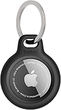 Apple AirTag Secure Holder with Key Ring - Durable, Scratch-Resistant Case with Open Face & Raised Edges - Protective AirTag Keychain Accessory for Keys, Pets, Luggage, & More - Black