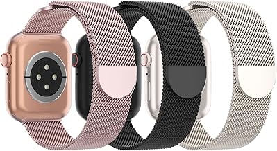 Sponsored Ad - 3 Pack Mesh Metal Band Compatible with Apple Watch Band 38mm 40mm 41mm 42mm 44mm 45mm 46mm 49mm, Stainless Steel Magnetic Loop Strap for iWatch Ultra 3 2 1 Series 11/10/9/8/SE/7/6/5/4/3