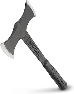 ESTWING Double Bit Axe - 38 oz Wood Spitting Tool with Forged Steel Construction & Shock Reduction Grip - EBDBA