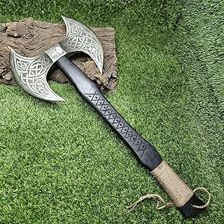 Sponsored Ad - AX-7001 Custom Gift Forged Carbon Steel Viking Axe with Rose Wood Shaft, Double Edge Axe