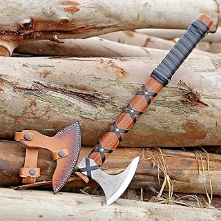 Sponsored Ad - Viking Axe of Ragnar Lothbrok Hunting Axe with Rosewood Handle - Hand-Forged High Carbon Steel Sharp Blade, Handmade Camping Axes, Hatchet-Norse Ax, Tomahawk Vikings Bearded Axes, with 