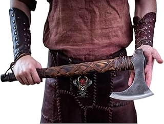 Sponsored Ad - Forest Hunting| Viking Axe Real Battle self Defense Weapons War Hatchet Medieval Axes Costume for Men Camping ax 27'' Ashwood Handle and 3.5lbs Leather Sheath Viking Gifts Men (Ragnar L