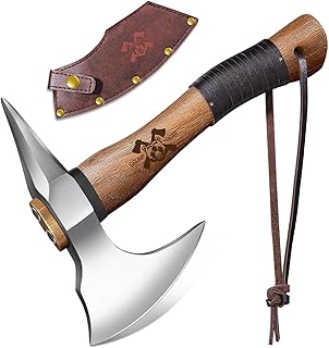 Sponsored Ad - Grumpy Bear Camping Axe 11 Inches with High Carbon Steel, Smooth Blade, Leather-Wrapped Handle, Safety Lanyard – Ideal for Wood Splitting, Hiking, Survival, and Outdoor Adventures