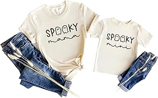 Halloween Matching Mommy and Me Shirts Cute Spooky Mama Spooky Mini Ghost Printed Shirt Fall T Shirts Tops