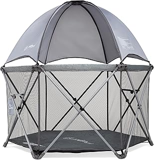 Baby Delight Go with Me Eclipse Deluxe Portable Playard | Playpen | Sun Canopy | Indoor and Outdoor | Ultra Padded Nylon Floor | Elephant Grey