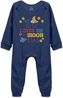 DOQOSESHY My Gigi Loves Me to The Moon Back Newborn Unisex 0-24 Months Bodysuit Jumpsuit, Long Sleeve-white