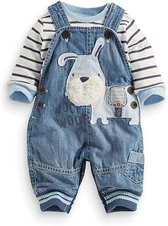 Cute Baby Boy Clothes Suit Toddler Boys' Striped long Sleeve T-Shirt+Denim Overalls Jumpsuit Pants Outfits Sets