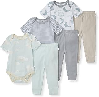 Burt Bees - 6Pk Baby Unisex Organic Cotton Bodysuit & Pant Set, Limestone