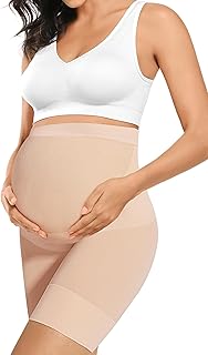 “Baby Bump” Premium Maternity Shapewear, High Waisted Mid-Thigh Pregnancy Underwear Prevent Chaffing Soft Adominal Support