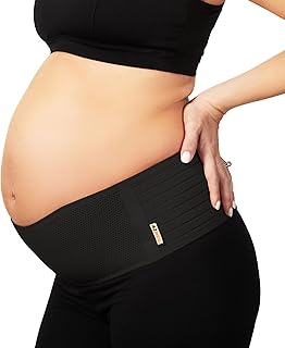 AZMED Maternity Belt Back Support - Adjustable Abdominal Binder for Pregnancy - Belly Band for Pelvic, Waist & Lower Back Comfort - Fits Up to 46 Inches - Black