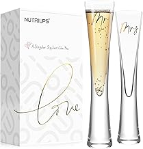 Sponsored Ad - NUTRIUPS Mr & Mrs Champagne Flutes, Wedding Toasting Flutes for Bride and Groom, Hand Blown Crystal Prosecco Glasses for Anniversary, Set of 2