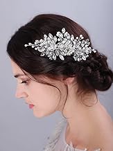 JWICOS Silver Bride Wedding Hair Comb Crystal Pearl Flower Bridal Headpiece Hair Accessories for Women and Girls