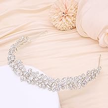 Oriamour Crystal Wedding Headband For Bride Bridal Headpieces For Girls Rhinestone Hairband For Birthday, Party, Prom (Silver)