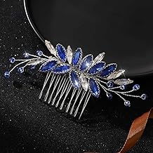 Latious Crystal Bride Wedding Hair Comb Blue Rhinestones Bridal Hair Clip Sparkly Hair Piece Royal Sapphire Hair Accessories for Women and Girls