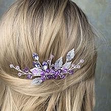 Sponsored Ad - JWICOS Beaded Crystal Hair Comb for Brides and Bridesmaids (Silver Purple)