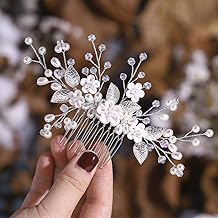Flower Bride Wedding Hair Comb Silver Pearl Bridal Headpiece Crystal Hair Accessories for Women