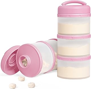 Stackable Formula Dispenser Portable Milk Powder Container, 2 Pack, Baby Pink