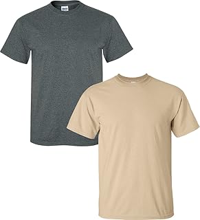 Men's Ultra Cotton T-Shirt, Style G2000, 2-Pack SML-DarkHeather+Tan