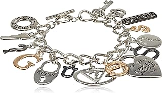 "Basic Mixed Metal Logo Charm Toggle Charm Bracelet