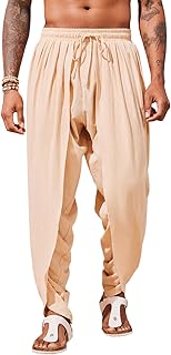 Mens Linen Harem Pants Casual Elastic Waist Pants Baggy Boho Yoga Hippie Summer Beach Kurta Dhoti Trousers