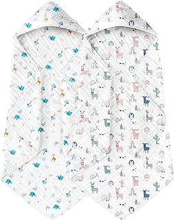 Sponsored Ad - Yoofoss Hooded Baby Towels for Newborn 2 Pack 100% Muslin Organic Cotton Baby Bath Towel with Hood for Babies, Infant, Toddler and Kids, 32x32Inch, Soft and Absorbent Newborn Essential,