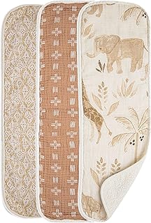 Sponsored Ad - Crane Baby Muslin Baby Burp Cloths Set of 3, Safari Animal Print, 100% Cotton, Absorbent, Lightweight, 7"X20", Baby Newborn Essentials, Safari Baby Stuff
