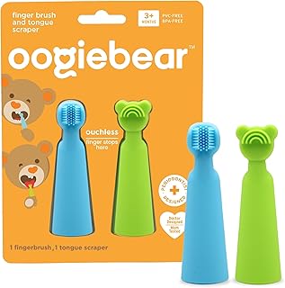 Sponsored Ad - oogiebear Baby Finger Brush & Tongue Scraper - Gentle Oral Care, Soft Silicone, BPA-Free, for Infants & Toddlers
