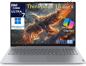 ThinkBook 16 Gen 8 Business Laptop Computer, Intel 16-Core Ultra 7 255H (Beat i9-13900H), 32GB DDR5, 1TB PCIe SSD, 16" FHD+ Copilot AI PC, WiFi 6E, BT 5.3, Fingerprint Reader, Windows 11 Pro