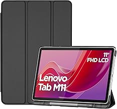 Smart Case for Lenovo Tab M11/Tab K11 LTE 11" 2024 TB330FU with Pen Holder, Slim Stand Tri-Fold Hard Shell Protective Tablet Cover Translucent Back Case Support Auto Wake/Sleep -Black