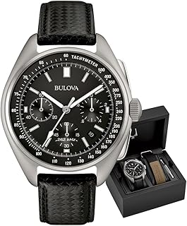Men's Archive Series Lunar Pilot 6-Hand Chronograph High Performance Quartz Stainless Steel and Black Nylon Strap Watch Set, Sapphire Crystal Style: 96B251