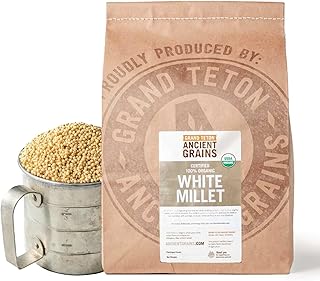 Sponsored Ad - 100% Organic White Millet by Grand Teton Ancient Grains | Shelled, Gluten-Free, Hulled Grain for Salads, Pilafs, & Soups | Whole Grain Ready for Milling, (48 Pounds)