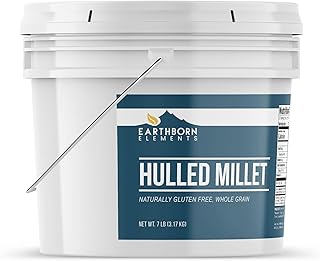 Earthborn Elements Hulled Millet, 1 Gallon Bucket, Perfect for Baked Goods, Hot Cereals, Casseroles, & Side Dishes
