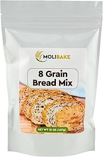 Molibake 8 Grain Bread Mix - All-Natural Multigrain Baking Mix for Bread Machine and Oven - 15 oz - Multigrain Grain Mix for with Flax, Millet & Rye - Easy-to-Use Breads Maker Mix for Homemade Baking