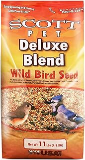 Scott Pet Wild Bird Seed, Deluxe Blend, 11 lbs Bag, No Dust, No Corn Mix, Feed, Great for All Feeder Types, Food for Outside Wild Birds