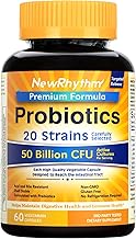 NewRhythm Probiotics 50 Billion CFU 20 Strains, 60 Veggie Capsules, Targeted Release Technology, Stomach Acid Resistant, No Need for Refrigeration, Non-GMO, Gluten Free
