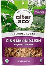Alter Eco Cinnamon Raisin Granola, Healthy, Organic Breakfast & Snack, Naturally Sweetened with Fruit, Vegan, No Artificial Sugars or Additives, Regeneratively-Farmed Oats (Cinnammon Raisin - 1 Pack)
