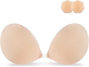 Niidor Adhesive Bra Strapless Sticky Invisible Push up Silicone Bra for Backless Dress with Reusable Nipple Covers