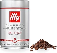 Illy Classico Whole Bean Coffee, Medium Roast, Classic Roast With Notes Of Caramel, Orange Blossom And Jasmine, 100% Arabica Coffee, No Preservatives, 8.8 Ounce Can (Pack Of 1)