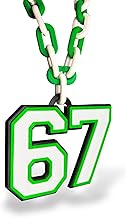 Number #67 Six Seven Trending Sports Number Chain Necklace – Oversized Custom Pendant – Choose Any Number – Green & White Two-Tone Links – Personalized Fan Jewelry Gift