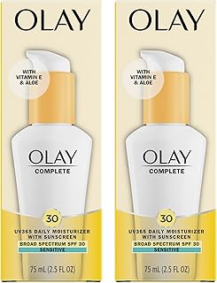 Face Moisturizer, Complete with Sunscreen SPF 30, Fragrance-Free for Sensistive Skin, Broad Spectrum Sun Protection, Long-Lasting Hydration, Non-Comedogenic - Vitamin E & Aloe - 2.5 Oz - 2 Pack