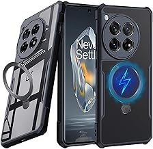 for Oneplus 13r Case with Ring Stand Holder Compatible with Accessories Like The Magsafe Charger,Wallet,car Mount.Soft TPU Bumper + Acrylic Back Airbags Shookproof Drop Protection,Stand Black