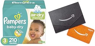 Diapers Size 3, 210 Count - Pampers Baby Dry Disposable Baby Diapers, ONE Month Supply x2 and Amazon.com Gift Card in a Mini Envelope