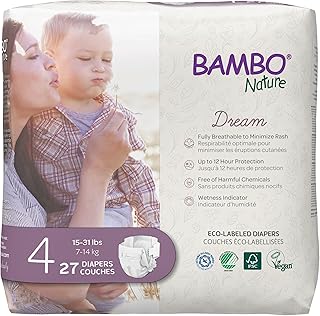 Hypoallergenic Baby Diapers, Eco-Labelled Sustainable Diapers, Enhanced Leakage Protection, Totally Chlorine-free, Skin Friendly, and Super Absorbent - Size 4 (27 Count)