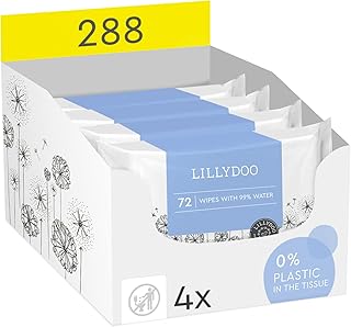 Sponsored Ad - Baby Wipes with 99% Water – Unscented, Hypoallergenic, Plant-Based, Strong & Plastic-Free, Compostable, 4 resealable Packs x 72 (288 Wipes Total)