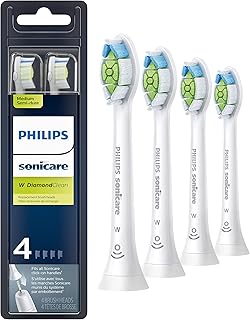 W DiamondClean - Genuine Replacement Electric Toothbrush Heads, White, 4 Pack One Year Supply, HX6064/65