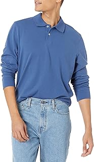 Long-Sleeve Polo Shirt for Men, Slim Fit Pique