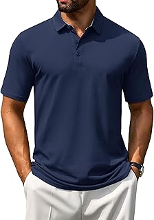 Men's Polo Shirts Short Sleeve Cotton Pique 3 Buttons Golf Shirts Classic Fit Casual Performance T-Shirt