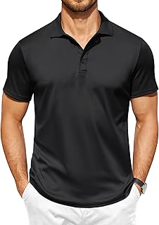 Men Polo Shirts Short Sleeve Quick Drying Athletic Collared Golf Shirts Moisture Wicking Tees