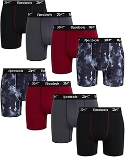 Mens Boxer Briefs - 8 Pack Performance Stretch Brief Underwear - Quick Dry Moisture Wicking Boxers for Men,Sizes:S-XL